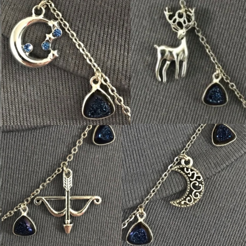 Artemis Diana Greek Roman Goddess of Moon & Hunt Handmade Necklace, Blue Druzy - Picture 5 of 16